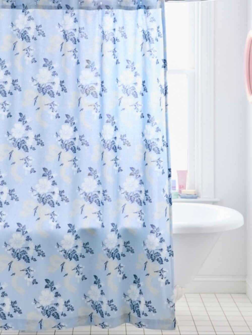 Juliette Bow Floral Blue Urban Outfitters Home Shower Curtain Standard Size 🆕